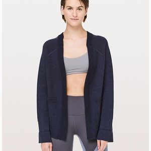 Lululemon two-tone cashmere cardigan.
